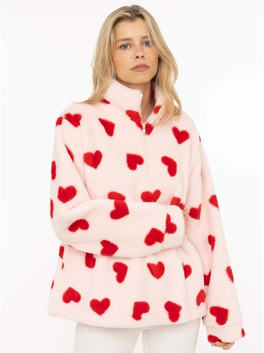 Zdjęcie produktu Zwillingsherz Bluza polarowa "Herzi" w kolorze jasnoróżowym rozmiar: XL