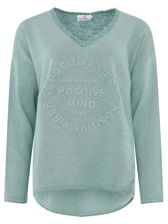 Zdjęcie produktu Zwillingsherz Bluza "Positive Mind" w kolorze zielonym rozmiar: S/M