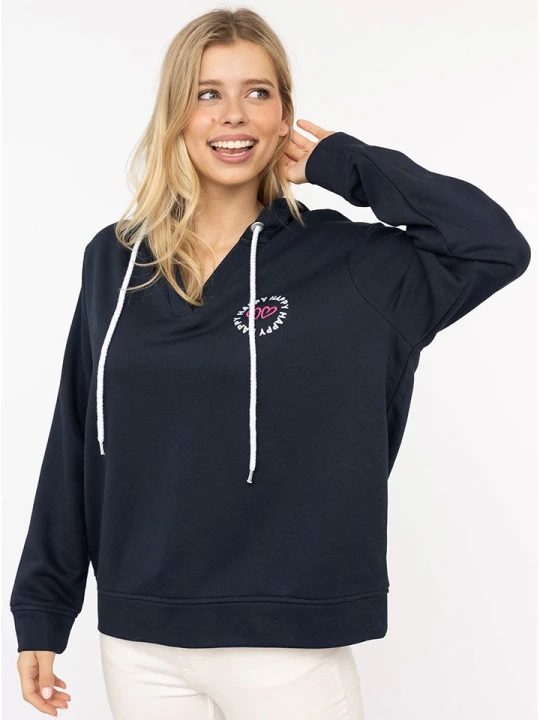 Zdjęcie produktu Zwillingsherz Bluza "Smile Everyday Enjoy" w kolorze granatowym rozmiar: S/M
