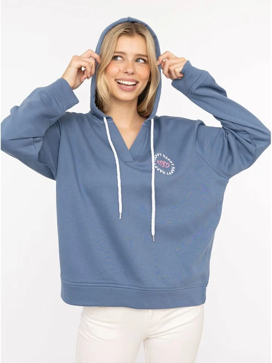 Zdjęcie produktu Zwillingsherz Bluza "Smile Everyday Enjoy" w kolorze niebieskim rozmiar: S/M