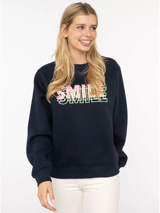 Zdjęcie produktu Zwillingsherz Bluza "Smile" w kolorze granatowym rozmiar: S/M
