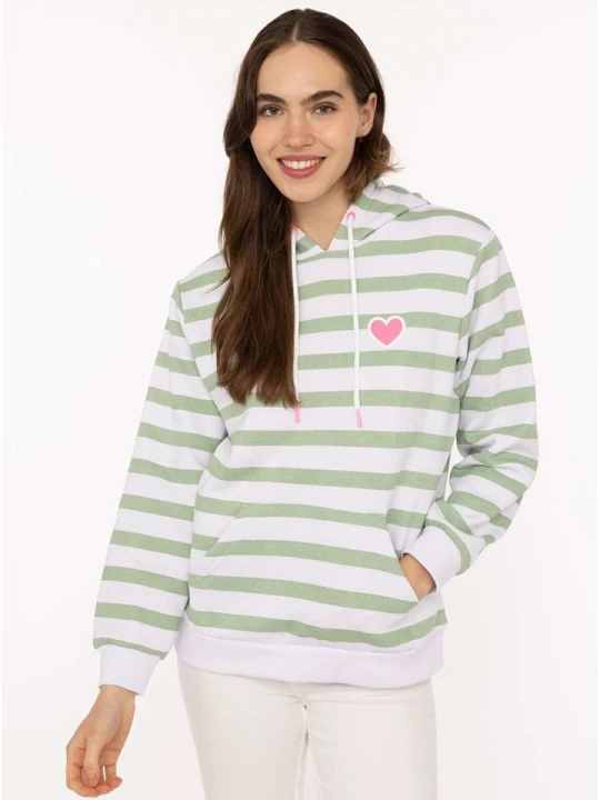 Zdjęcie produktu Zwillingsherz Bluza w kolorze zielono-białym rozmiar: L/XL