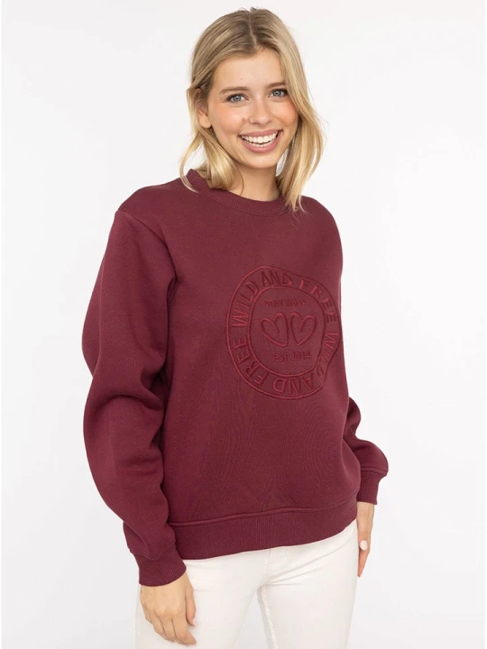 Zdjęcie produktu Zwillingsherz Bluza "Wild and Free" w kolorze bordowym rozmiar: L/XL