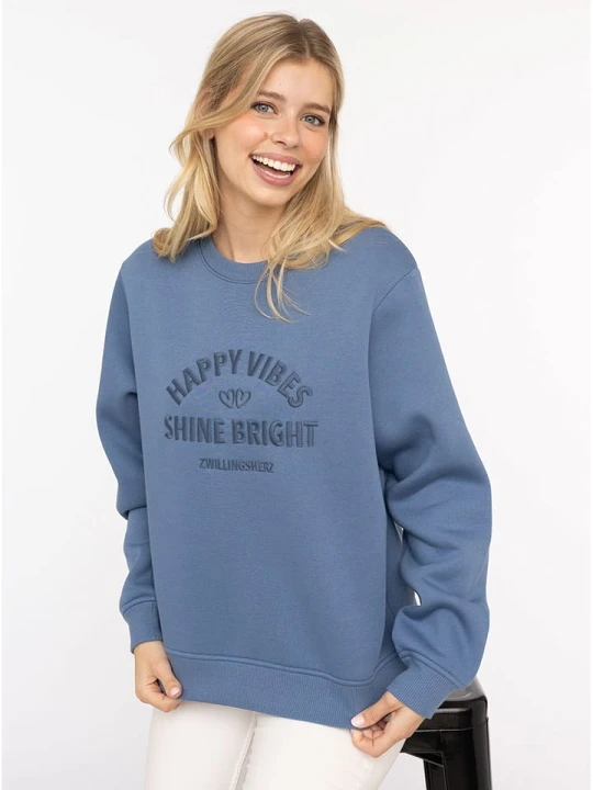 Zdjęcie produktu Zwillingsherz Bluza "Wild and Free" w kolorze niebieskim rozmiar: L/XL