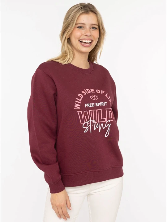 Zdjęcie produktu Zwillingsherz Bluza "Wild Side" w kolorze bordowym rozmiar: S / M