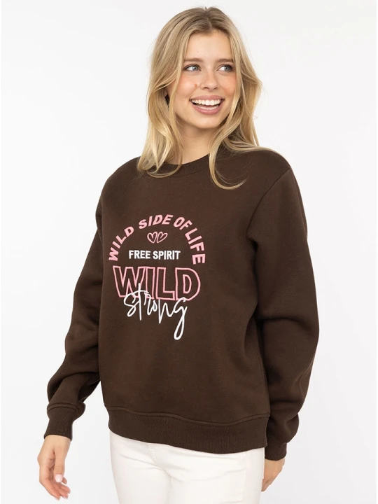 Zdjęcie produktu Zwillingsherz Bluza "Wild Side" w kolorze brązowym rozmiar: S/M