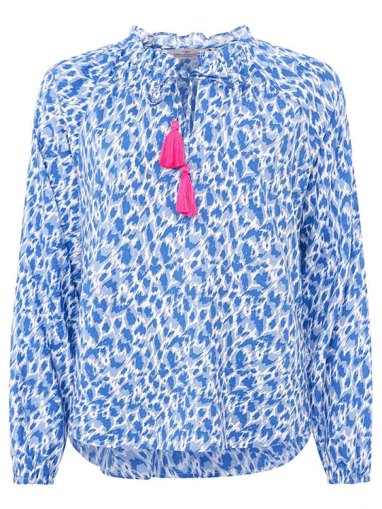 Zdjęcie produktu Zwillingsherz Bluzka "Colorful Leopard" w kolorze niebiesko-białym rozmiar: L/XL