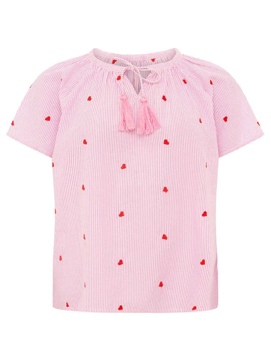 Zdjęcie produktu Zwillingsherz Bluzka "Stripe & Stitch" w kolorze jasnoróżowym rozmiar: S / M