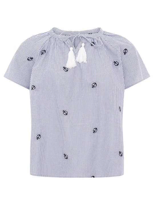 Zdjęcie produktu Zwillingsherz Bluzka "Stripe & Stitch" w kolorze niebieskim rozmiar: S/M