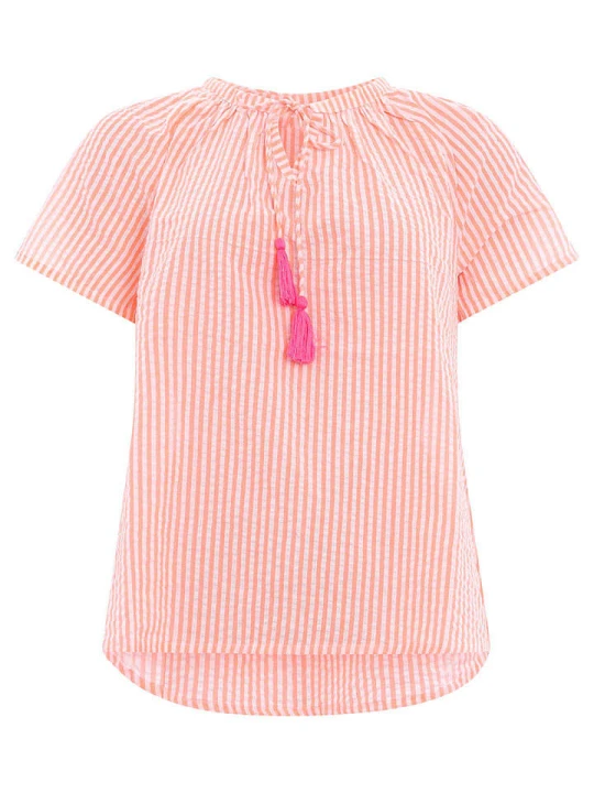 Zdjęcie produktu Zwillingsherz Bluzka w kolorze różowo-pomarańczowo-białym rozmiar: L/XL