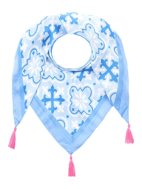 Zdjęcie produktu Zwillingsherz Chusta trójkątna "Antike" w kolorze błękitnym - 200 x 100 cm rozmiar: onesize