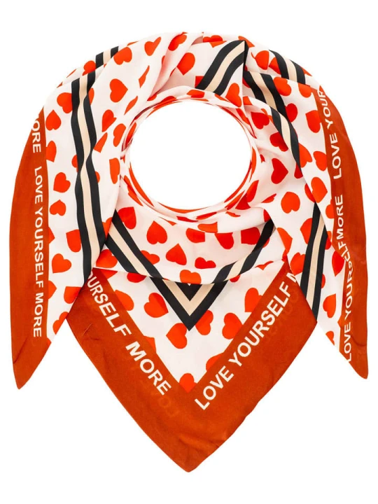Zdjęcie produktu Zwillingsherz Chusta trójkątna "Hearts Allover" w kolorze czerwono-białym - 138 x 68 cm rozmiar: onesize