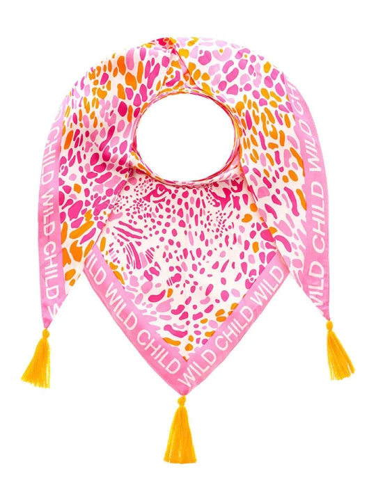 Zdjęcie produktu Zwillingsherz Chusta trójkątna w kolorze różowo-biało-pomarańczowym - 200 x 100 cm rozmiar: onesize