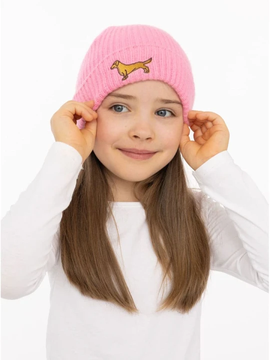 Zdjęcie produktu Zwillingsherz Kaszmirowa czapka beanie "Dachshund" w kolorze różowym rozmiar: onesize