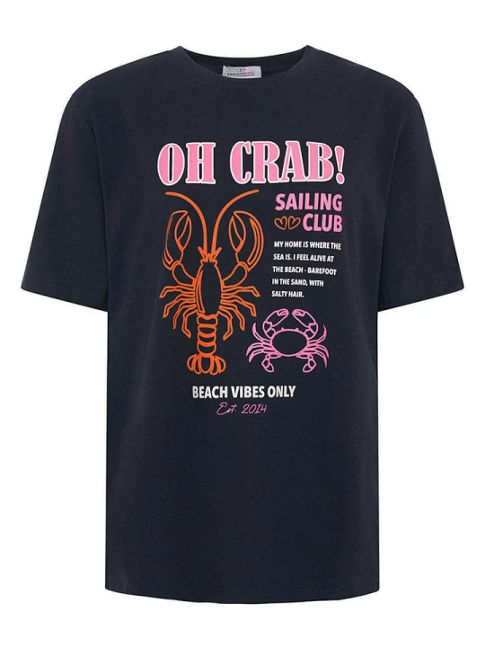 Zdjęcie produktu Zwillingsherz Koszulka "Oh Crab" w kolorze granatowym rozmiar: L