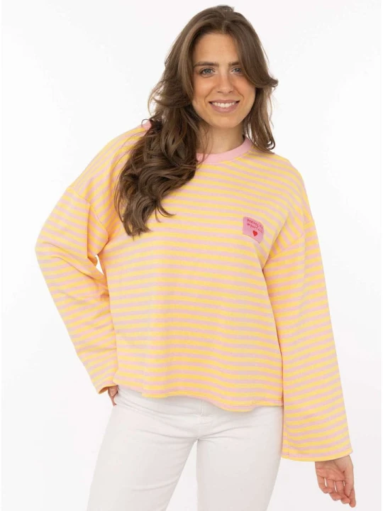 Zdjęcie produktu Zwillingsherz Koszulka "Perfectly Imperfect" w kolorze jasnoróżowo-żółtym rozmiar: onesize