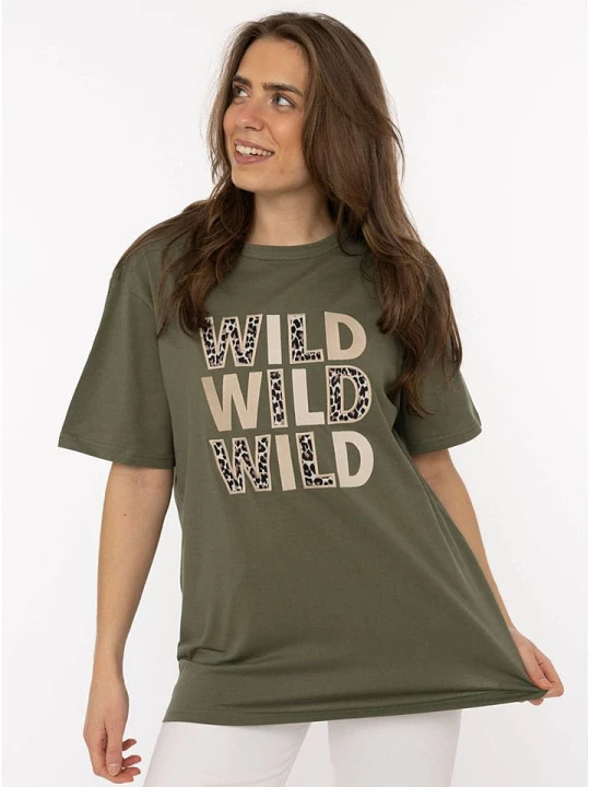 Zdjęcie produktu Zwillingsherz Koszulka "Wild Wild Wild" w kolorze khaki rozmiar: S