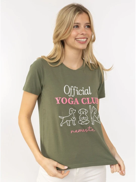 Zdjęcie produktu Zwillingsherz Koszulka "Yoga Club" w kolorze khaki rozmiar: XXL