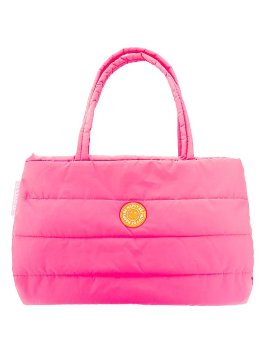 Zdjęcie produktu Zwillingsherz Shopper bag "Be Happy" w kolorze różowym - 50 x 29 cm rozmiar: onesize