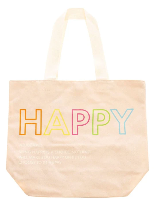 Zdjęcie produktu Zwillingsherz Shopper bag "Happy" w kolorze beżowym - 36 x 46 cm rozmiar: onesize