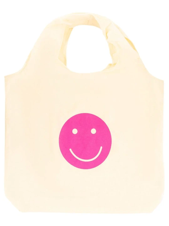 Zdjęcie produktu Zwillingsherz Shopper bag "Smile" w kolorze beżowo-różowym - 58 x 49 cm rozmiar: onesize