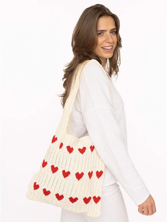 Zdjęcie produktu Zwillingsherz Shopper bag w kolorze kremowo-czerwonym - 32 x 34 cm rozmiar: onesize