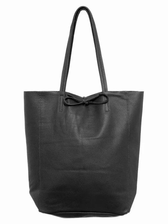 Zdjęcie produktu Zwillingsherz Skórzany shopper bag w kolorze czarnym - 40 x 45 cm rozmiar: onesize