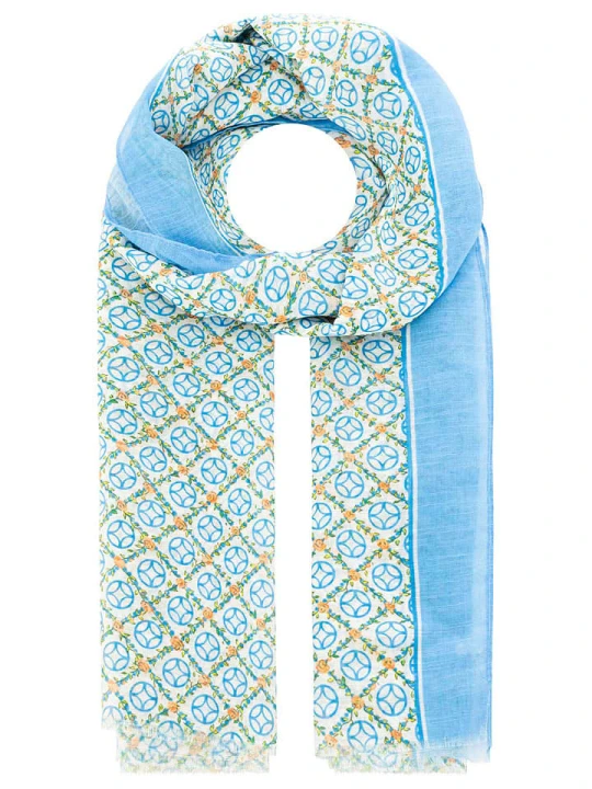 Zdjęcie produktu Zwillingsherz Szal "Geometric Checkered Pattern" w kolorze błękitno-zielonym - 180 x 83 cm rozmiar: onesize