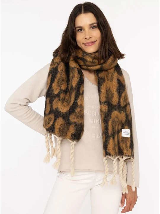 Zdjęcie produktu Zwillingsherz Szal "Leo & Tassel" w kolorze jasnobrązowym - 224 x 42 cm rozmiar: onesize