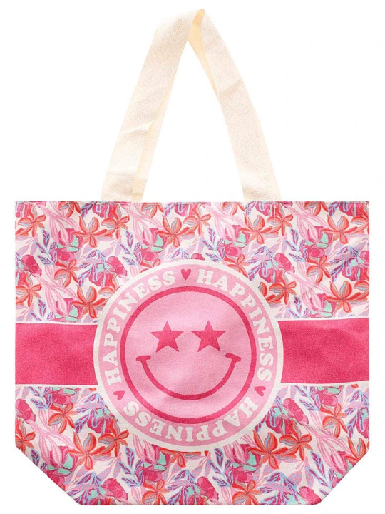 Zdjęcie produktu Zwillingsherz Shopper bag "Happiness Floral" w kolorze jasnoróżowym - 45 x 38 x 17 cm rozmiar: onesize