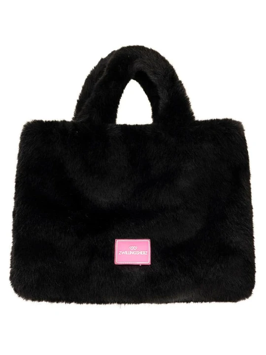 Zdjęcie produktu Zwillingsherz Torebka "Plush" w kolorze czarnym - 33 x 26 cm rozmiar: onesize