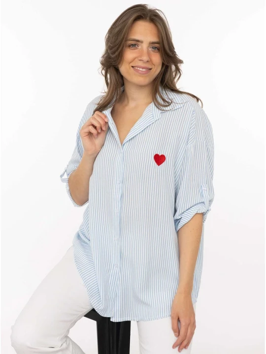 Zdjęcie produktu Zwillingsherz Tunika "Stripes & Heart" w kolorze błękitnym rozmiar: onesize