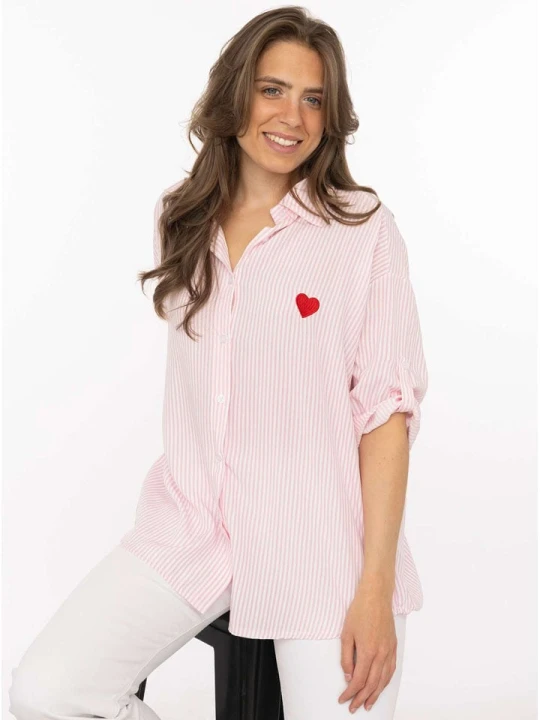 Zdjęcie produktu Zwillingsherz Tunika "Stripes & Heart" w kolorze jasnoróżowym rozmiar: onesize