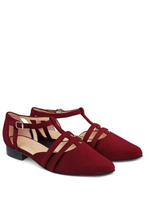 LaShoe Skórzane baleriny w kolorze ciemnoczerwonym z paskiem rozmiar: 43