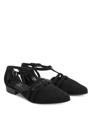 LaShoe Skórzane baleriny w kolorze czarnym z paskiem rozmiar: 37