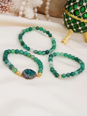 L'Atelier de Gaia Bransoletki (3 szt.) z agatem i hematytem rozmiar: onesize