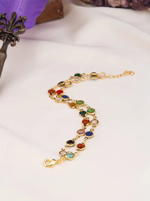 L'Atelier de Gaia Pozłacana bransoletka z kryształami rozmiar: onesize