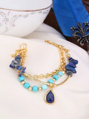 L'Atelier de Gaia Pozłacana bransoletka z lapis lazuli rozmiar: onesize