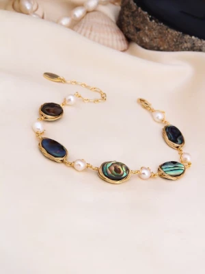 L'Atelier de Gaia Pozłacana bransoletka z perłami i masą perłową rozmiar: onesize