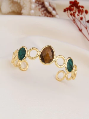 L'Atelier de Gaia Pozłacana bransoletka z tygrysim okiem i agatem rozmiar: onesize