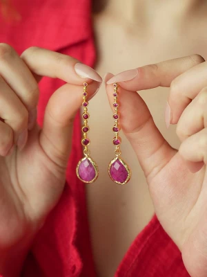 L'Atelier de Gaia Pozłacane kolczyki-wkrętki z agatami i cyrkoniami rozmiar: onesize