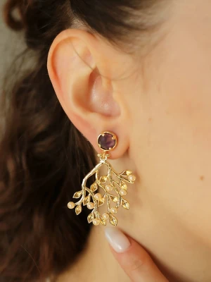 L'Atelier de Gaia Pozłacane kolczyki-wkrętki z ametystami rozmiar: onesize