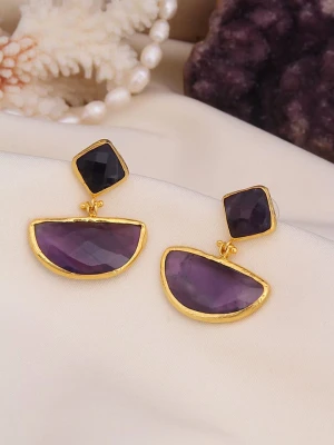 L'Atelier de Gaia Pozłacane kolczyki-wkrętki z ametystami rozmiar: onesize