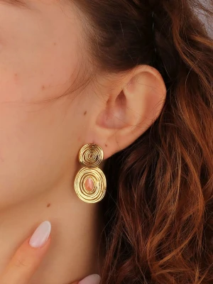 L'Atelier de Gaia Pozłacane kolczyki-wkrętki z kamieniami słonecznymi rozmiar: onesize