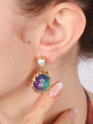 L'Atelier de Gaia Pozłacane kolczyki-wkrętki z kwarcem i perłami rozmiar: onesize