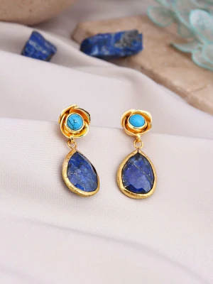 L'Atelier de Gaia Pozłacane kolczyki-wkrętki z lapis lazuli i turkusami rozmiar: onesize