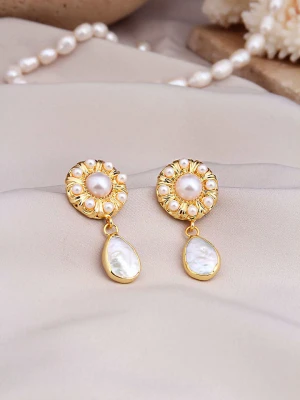 L'Atelier de Gaia Pozłacane kolczyki-wkrętki z perłami rozmiar: onesize