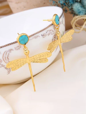 L'Atelier de Gaia Pozłacane kolczyki-wkrętki z turkusem rozmiar: onesize
