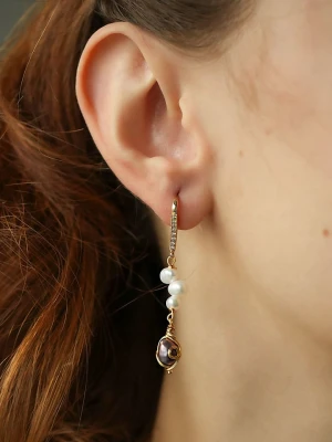 L'Atelier de Gaia Pozłacane kolczyki z cyrkoniami i perłami rozmiar: onesize