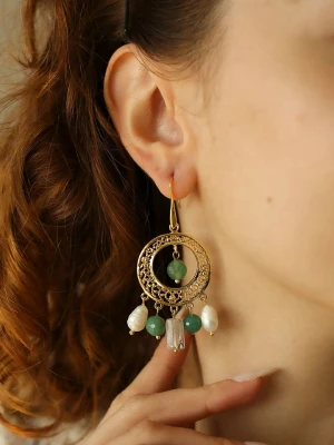 L'Atelier de Gaia Pozłacane kolczyki z kwarcem i perłami rozmiar: onesize